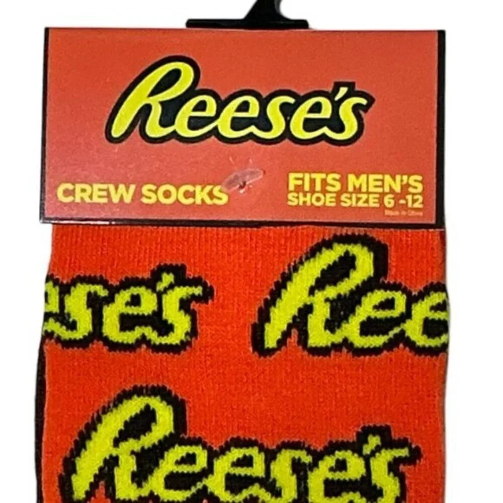 Reese’s Hershey Novelty Socks Mid Calf Crew Unisex Shoe SZ Women 7-13 Men 6-12